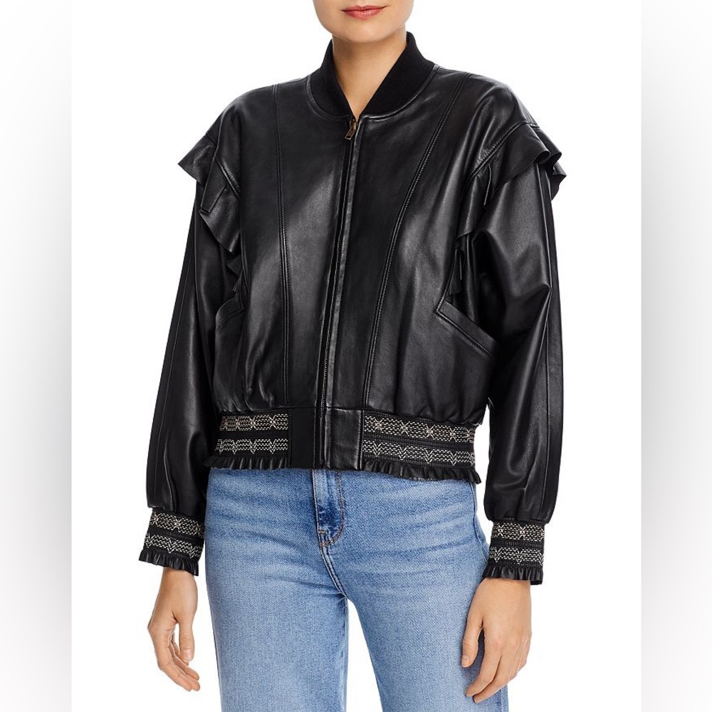 Joie Temis Ruffled Leather Jacket